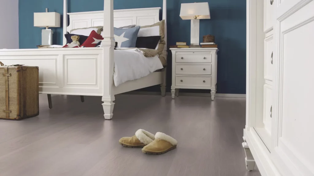 Purpose Floor Poppy in multifamily bedroom